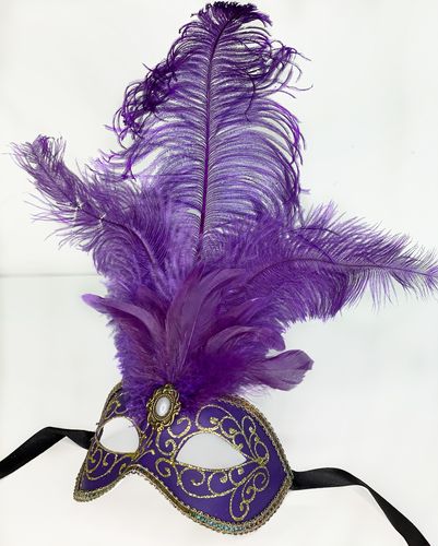 Venezianische Colombina-Maske mit Federn