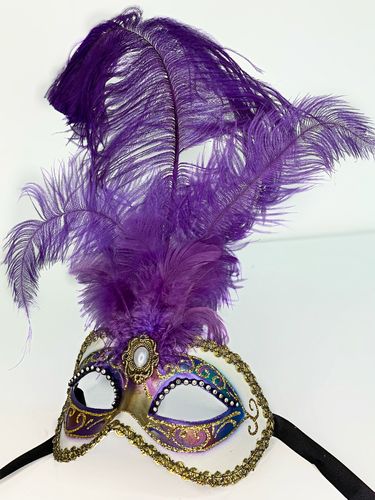 Venetian colombine mask with feathers